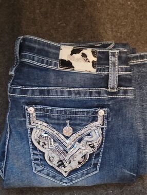 Miss Me Dark Blue Women's Embroidered Pocket Jeans